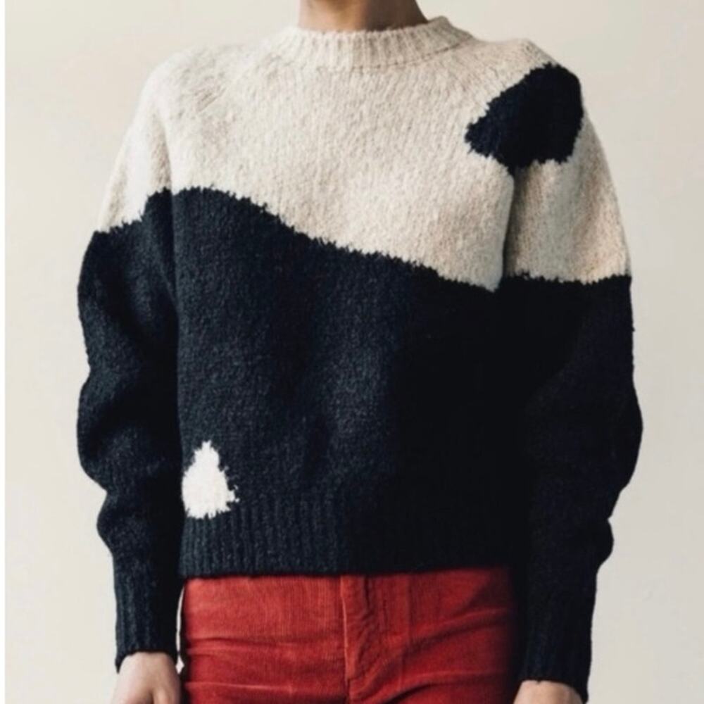 Paloma Wool Will Yin Yang Intarsia Sweater Black Cream Medium